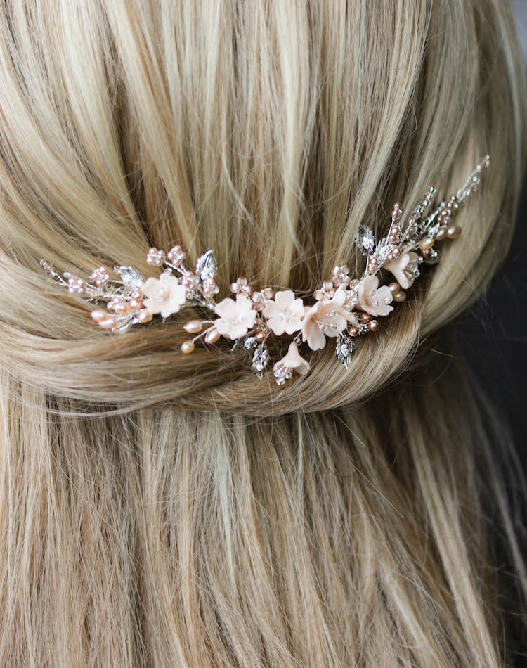 Bespoke For Jessica Silver Blush Bridal Hair Vine 10
