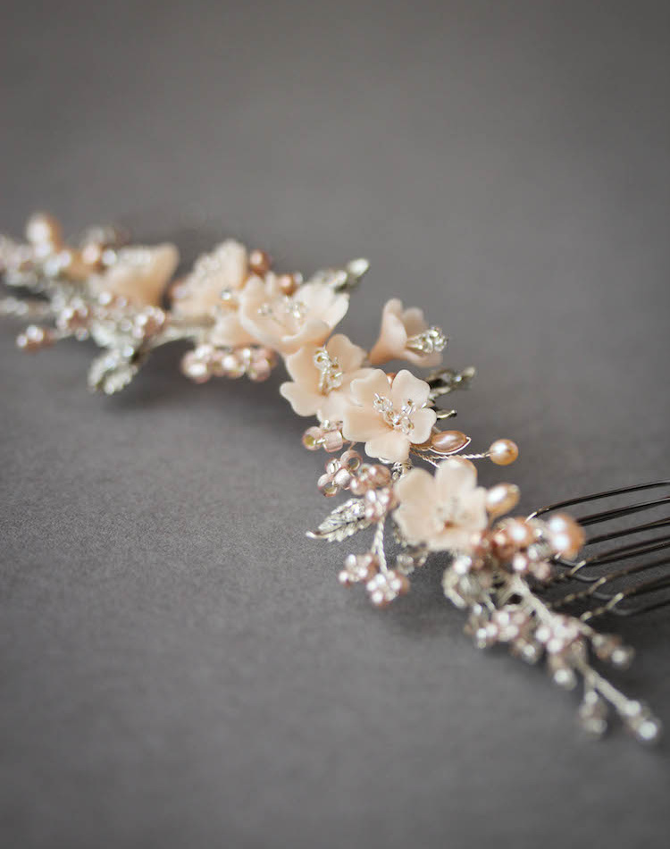 Bespoke For Jessica Silver Blush Bridal Hair Vine 12