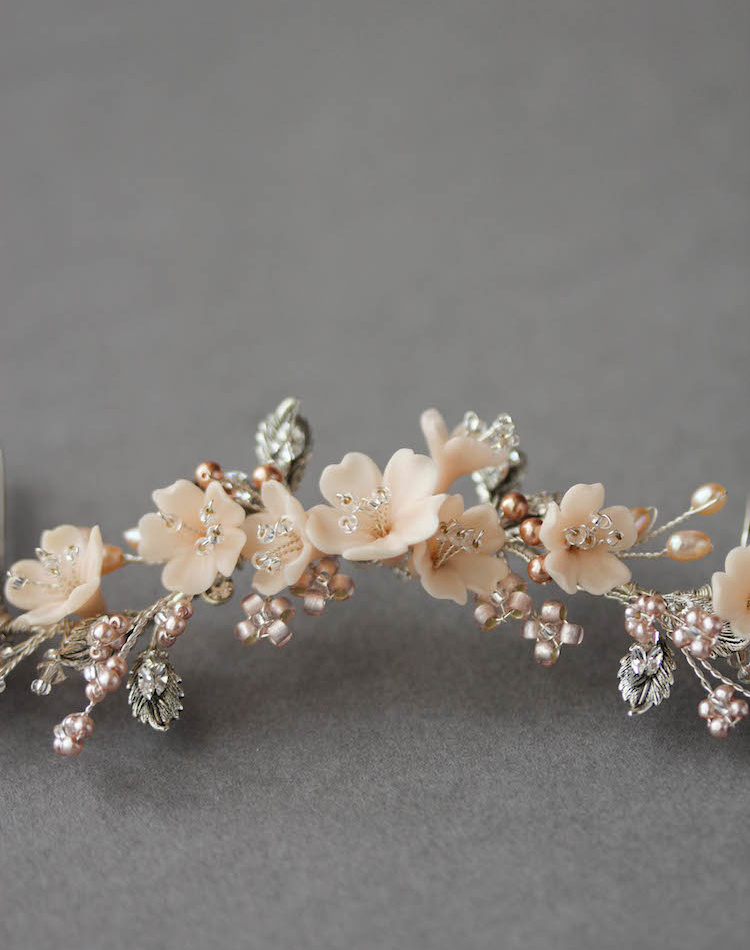 Bespoke For Jessica Silver Blush Bridal Hair Vine 3
