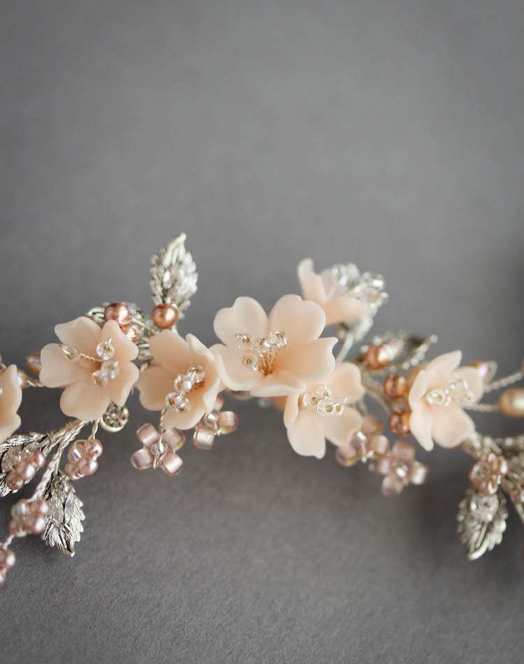 Bespoke For Jessica Silver Blush Bridal Hair Vine 9