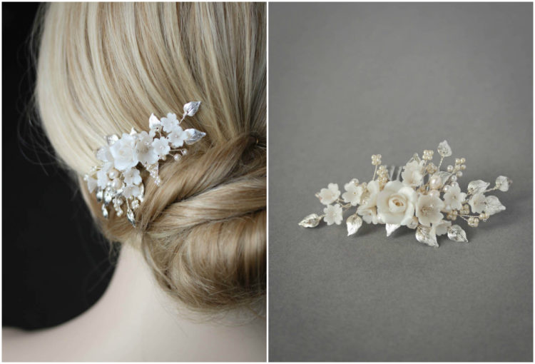Bespoke For Mariam Primrose Floral Hair Comb In Wider Size