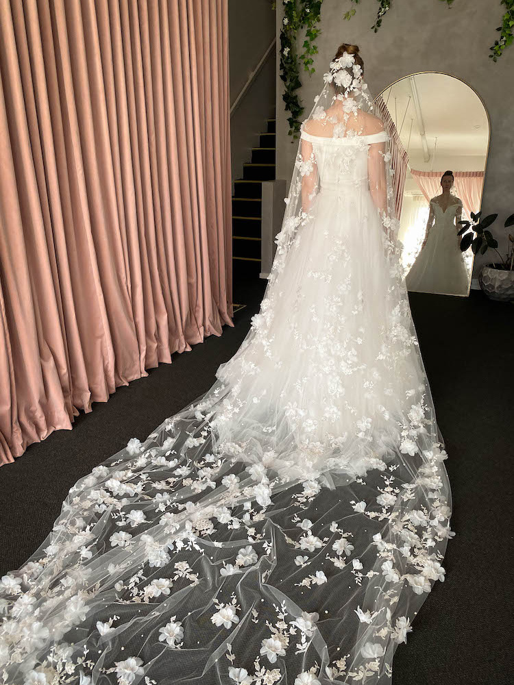 Bespoke For Monica 411cm Fully Embellished Wedding Veil 19