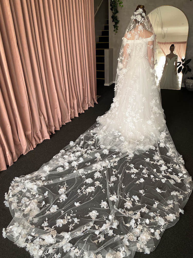 Bespoke For Monica 411cm Fully Embellished Wedding Veil 23