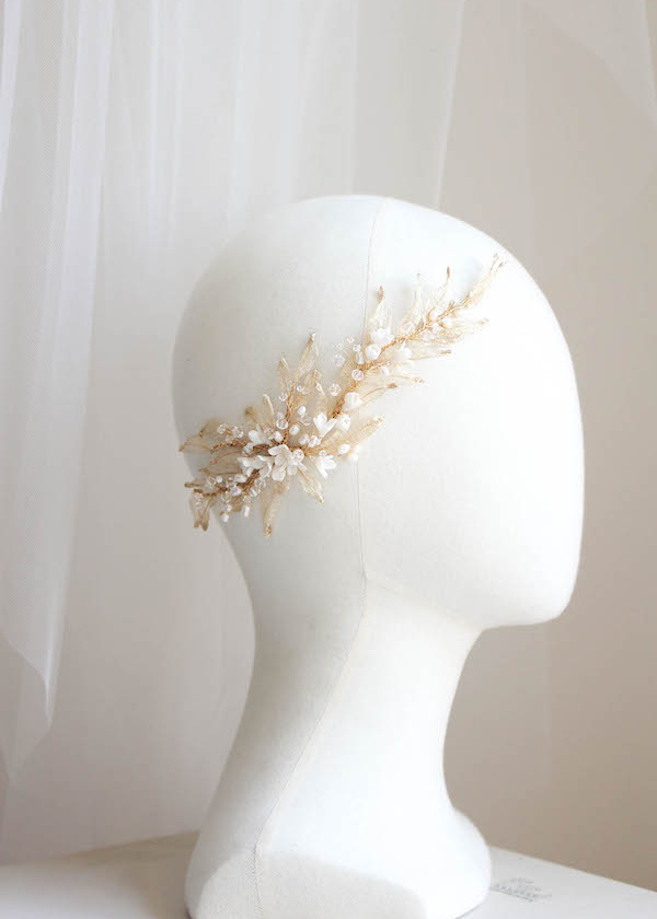 Bespoke For Natalie Gold Pearl Bridal Hair Piece With Leaves 4.jpg