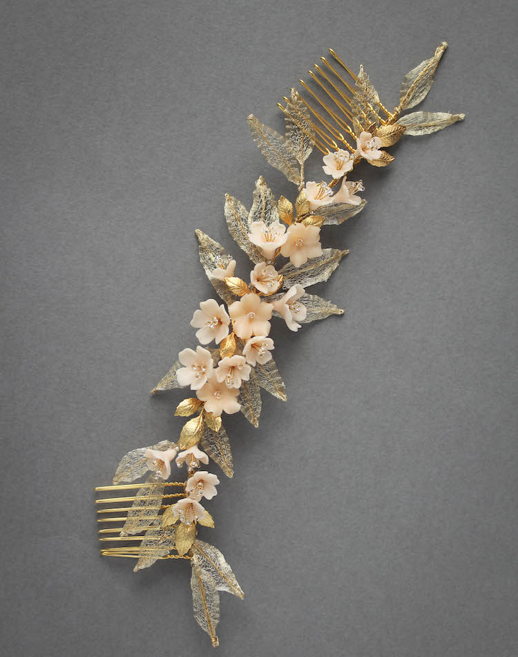 Bespoke For Nhi Gold And Blush Floral Wedding Headpiece 1