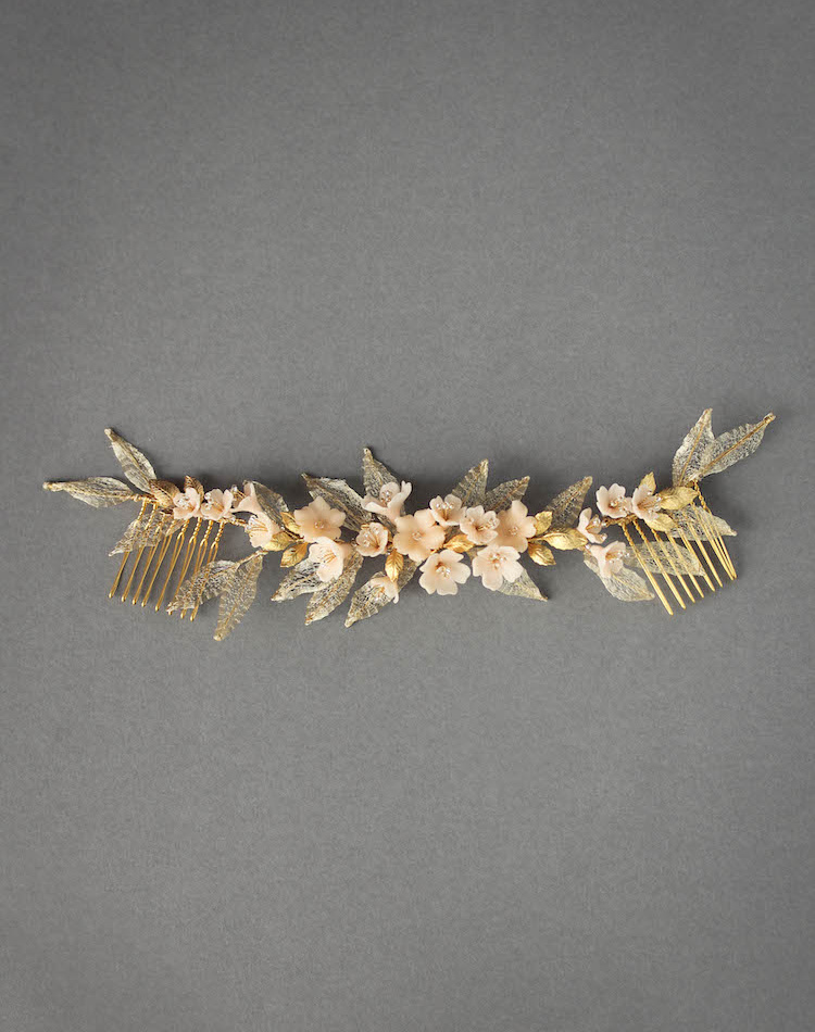 Bespoke For Nhi Gold And Blush Floral Wedding Headpiece 3