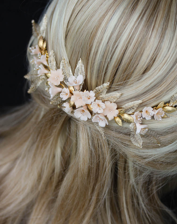 Bespoke For Nhi Gold And Blush Floral Wedding Headpiece 7