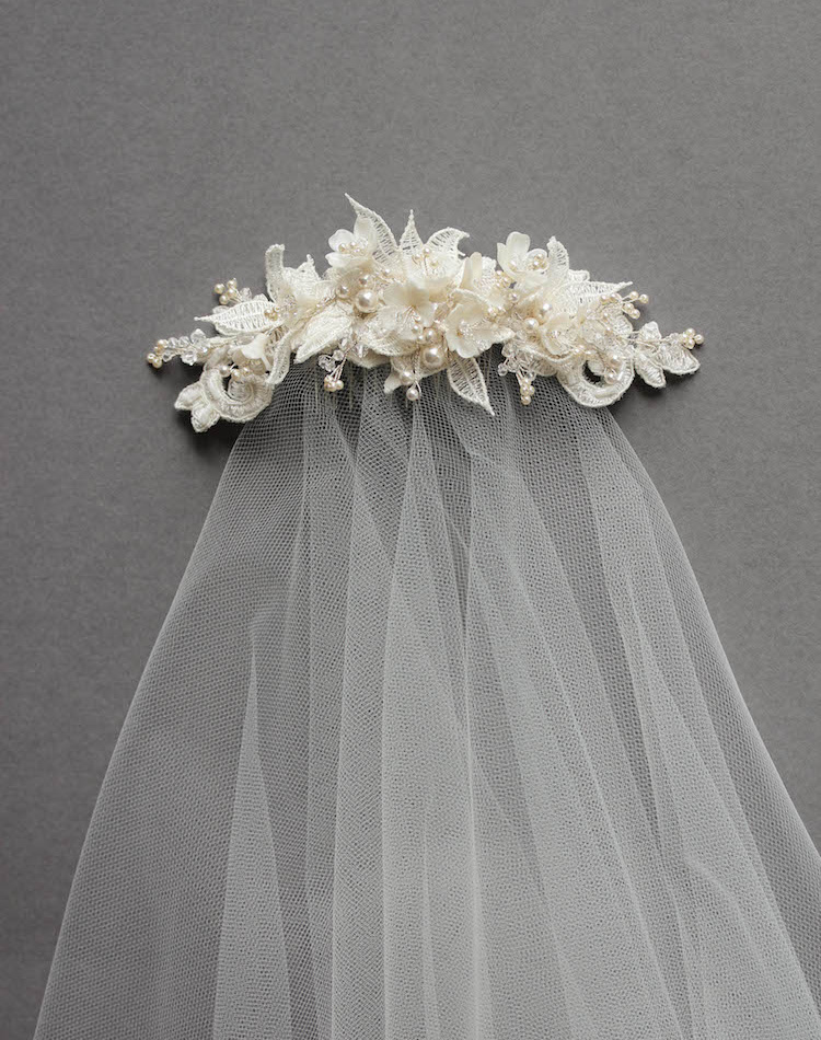 Bespoke For Sarah Lace Wedding Headpiece With Drop Veil 1