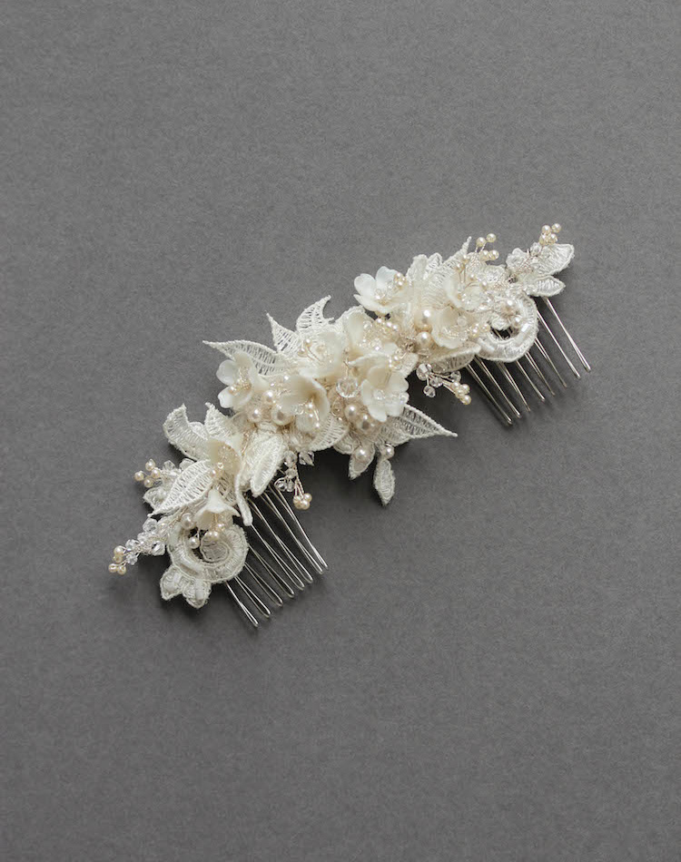 Bespoke For Sarah Lace Wedding Headpiece With Pearls 3