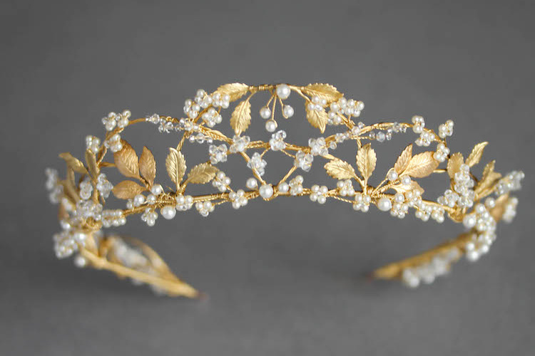 Bespoke For Yasmine Pearl And Gold Wedding Crown 3