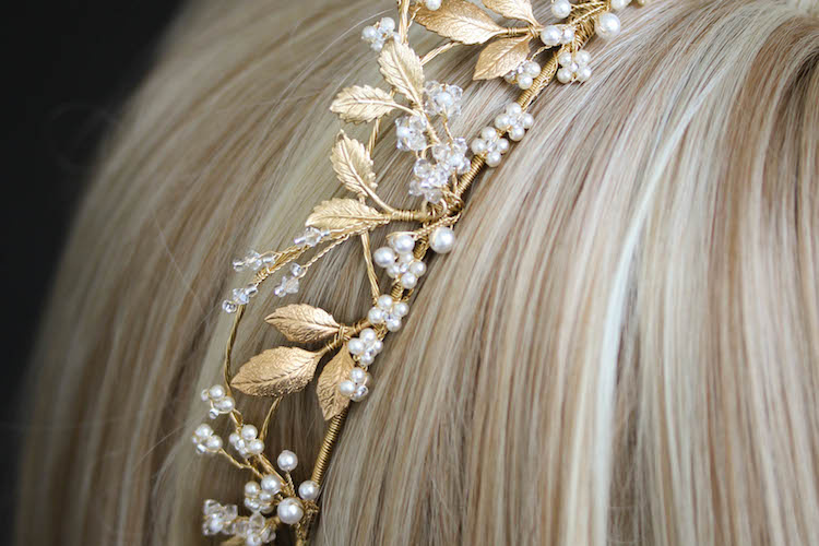 Bespoke For Yasmine Pearl And Gold Wedding Crown 7