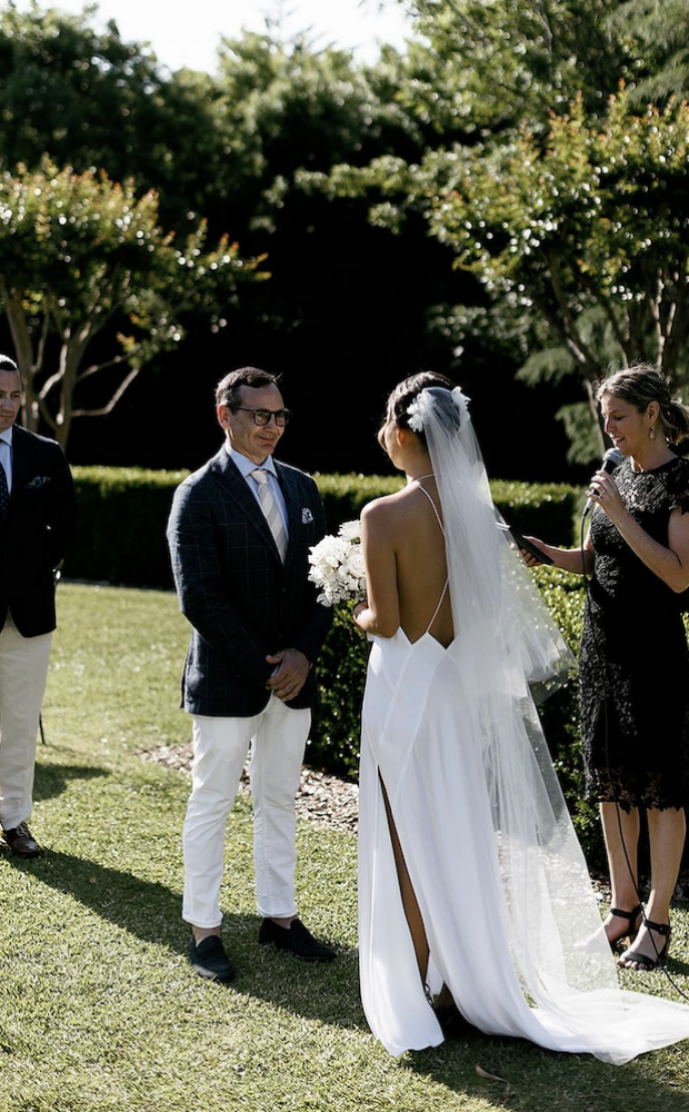 Bride Emma Wears Rosa Hair Pins + Mira Veil 1