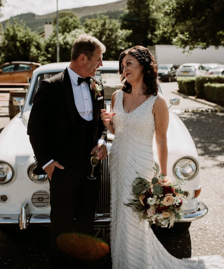 Bride Mary Wears Star Gazer Birdcage Veil 2