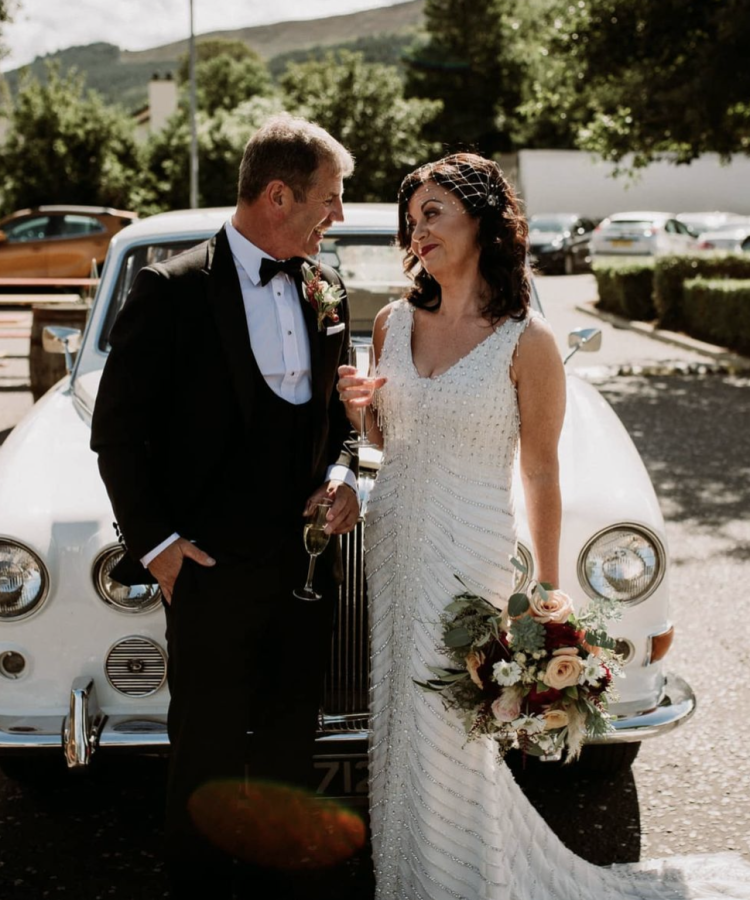 Bride Mary Wears Star Gazer Birdcage Veil 2