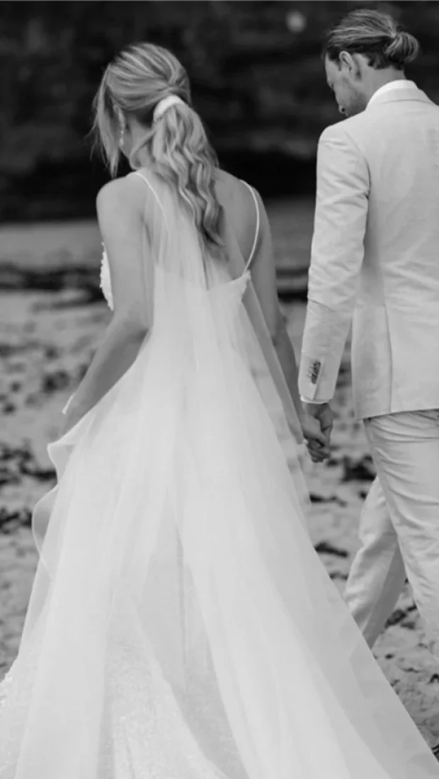 Bride Mel Wears The Bordeaux Veil 1 737x1024