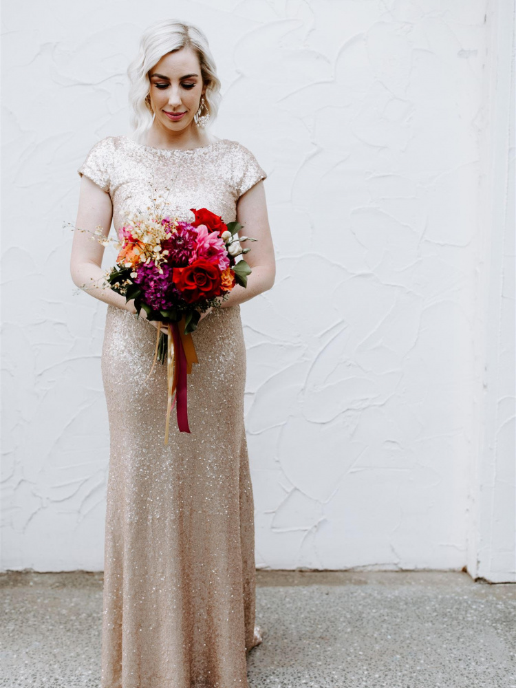 Bride Melane Wears Zoe Pearl Drop Earrings 1.jpeg