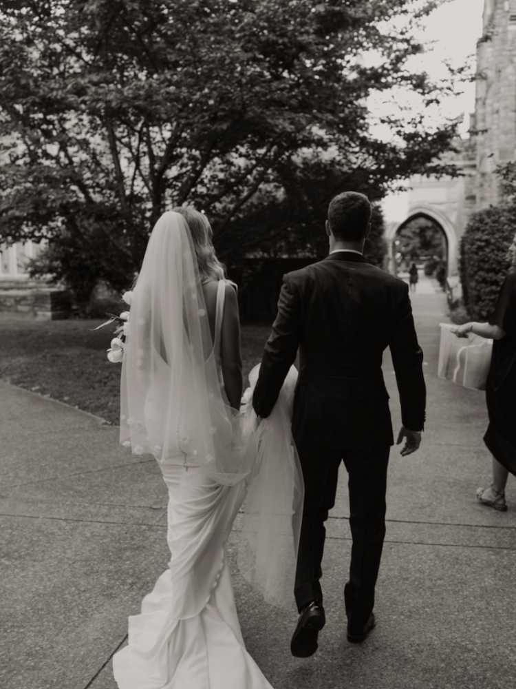 Bride Sam Wears Two Tier Wedding Veil With Florals On Blusher 1