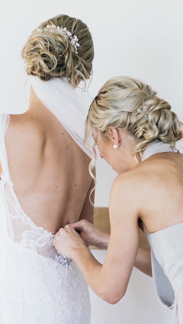Bride Simone Wearing Veil Below An Updo