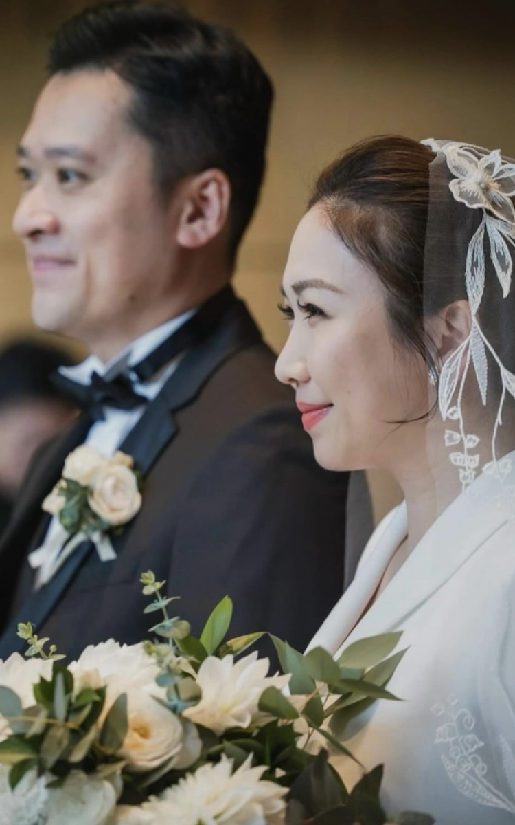 Bride Teresa Wears May Lily Veil With Custom Beading 2