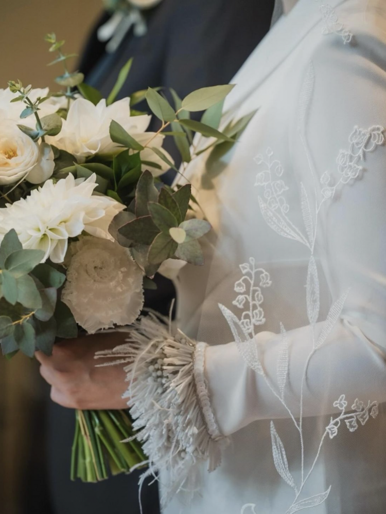 Bride Teresa Wears May Lily Veil With Custom Beading 4