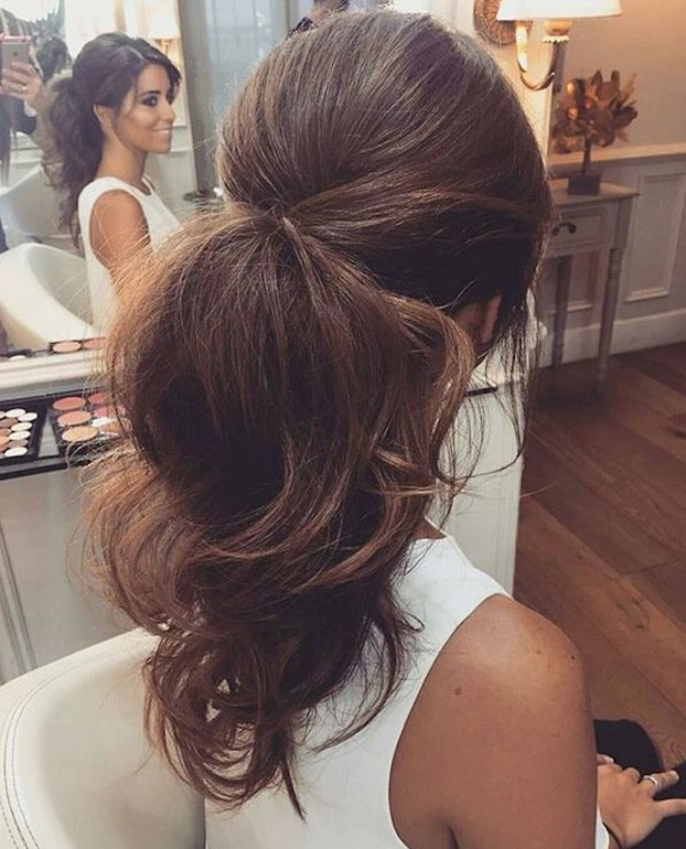 Bridesmaids Hairstyles Wavy Ponytails 3