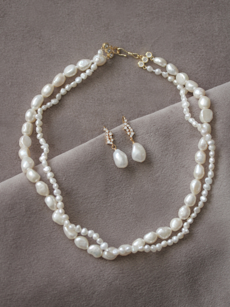 Esme Double Pearl Bridal Necklace 9