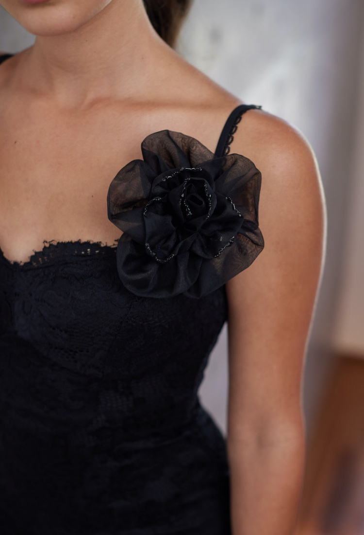 Fiore | Black Silk Flower Brooch 1