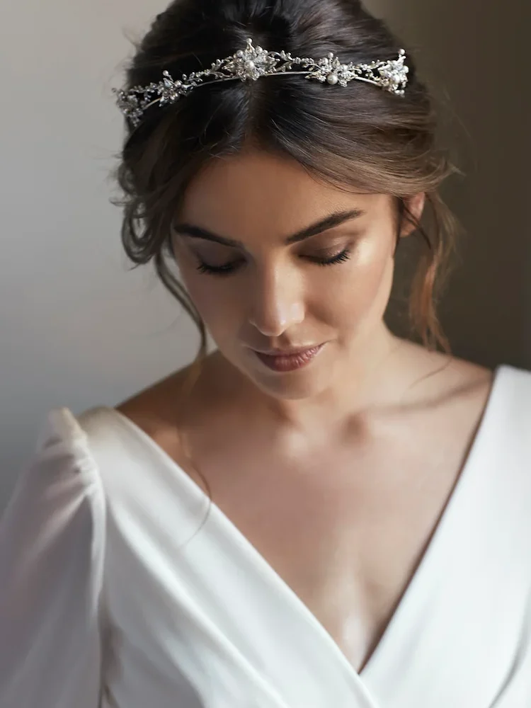 Fleur Delicate Silver Bridal Crown 1