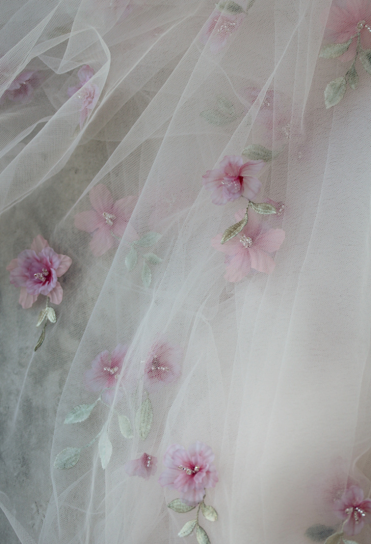 Gardenia Pink Cathedral Veil 3