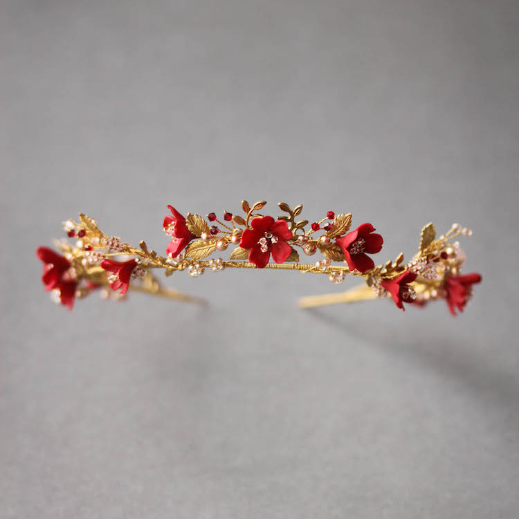 Harvest Red Gold Wedding Crown 11