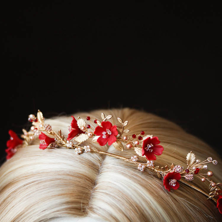 Harvest Red Gold Wedding Crown 12
