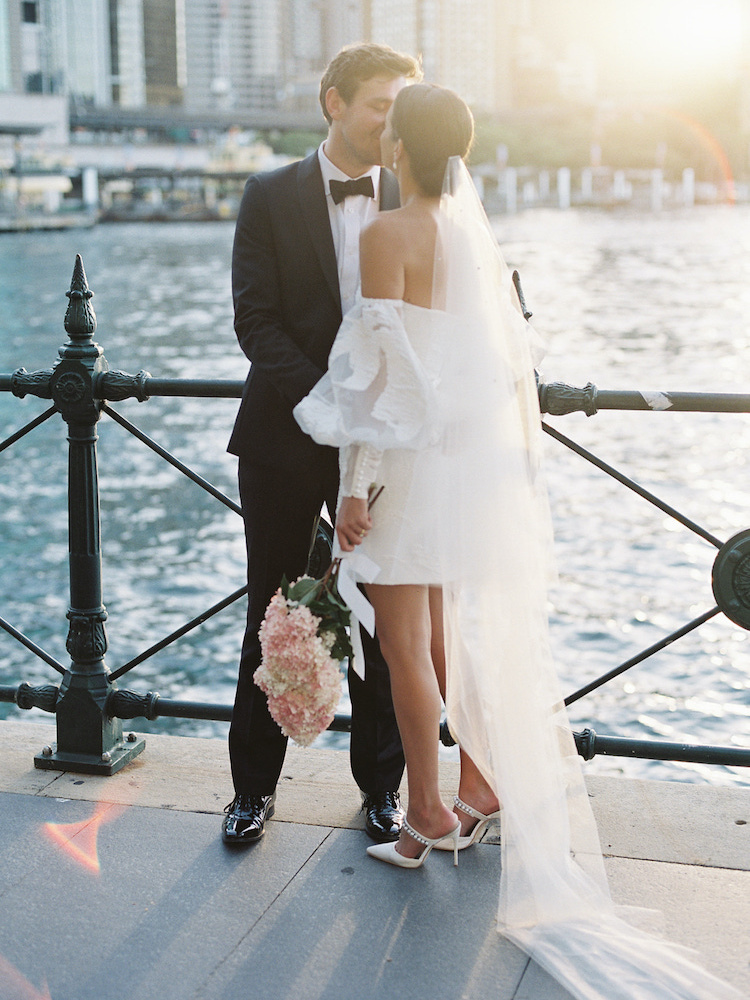 How to accessorise a short wedding dress with a long veil 4