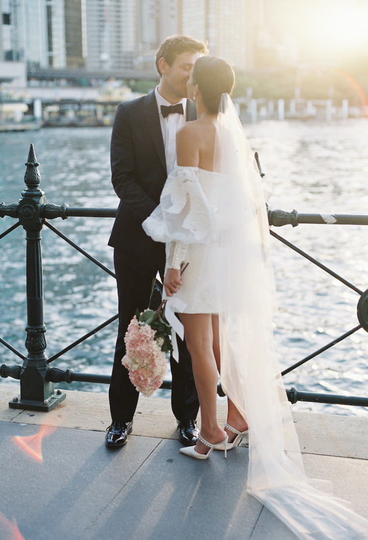How to accessorise a short wedding dress with a long veil 4