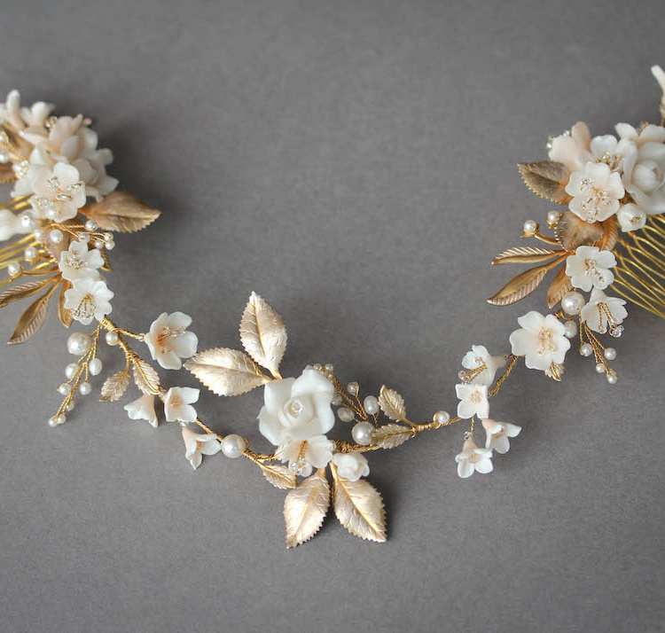 Muted Metals | A Pale Gold And Champagne Bridal Headpiece For Christina 4