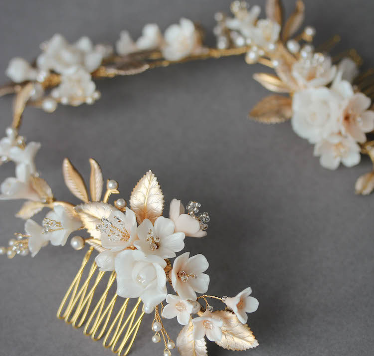 Muted Metals | A Pale Gold And Champagne Bridal Headpiece For Christina 6