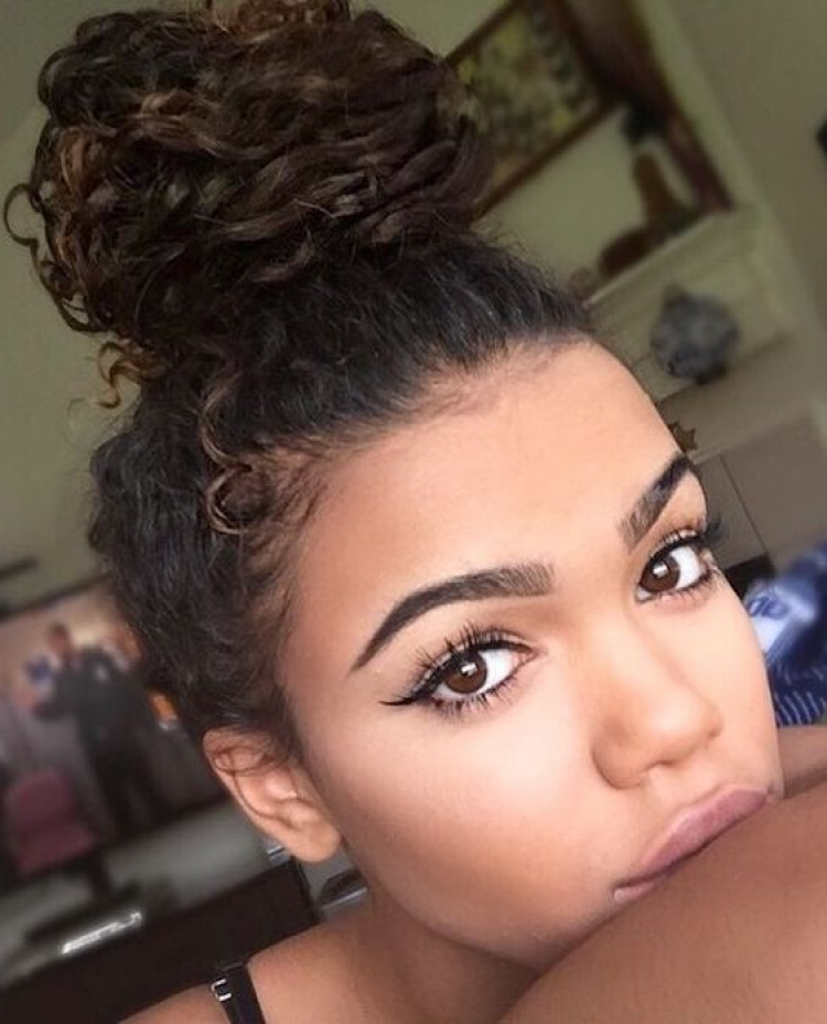 Naturally Curly Ballerina Bun Wedding Hairstyle