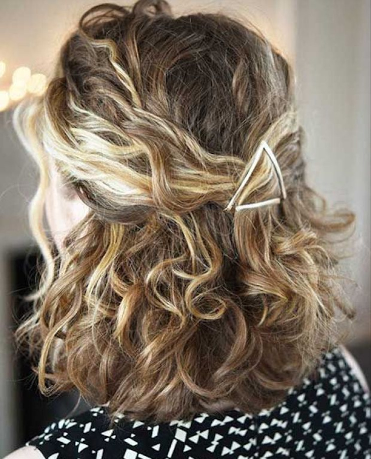 Naturally Curly Half Up Hairstyle With Clip