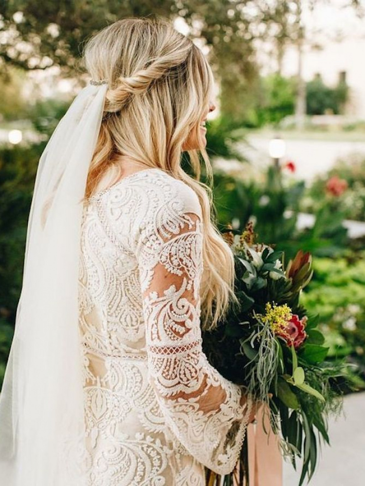 Gorgeous Wedding Hairstyles With Veils Half Up Hair With Veil 1