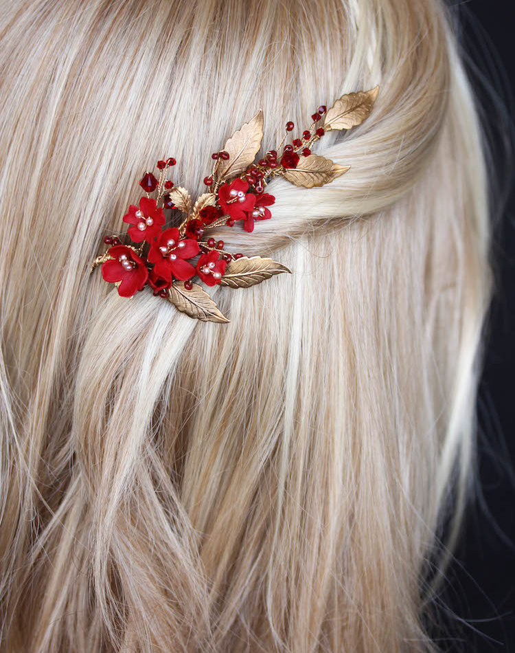Phoenix Red And Gold Hair Comb 2