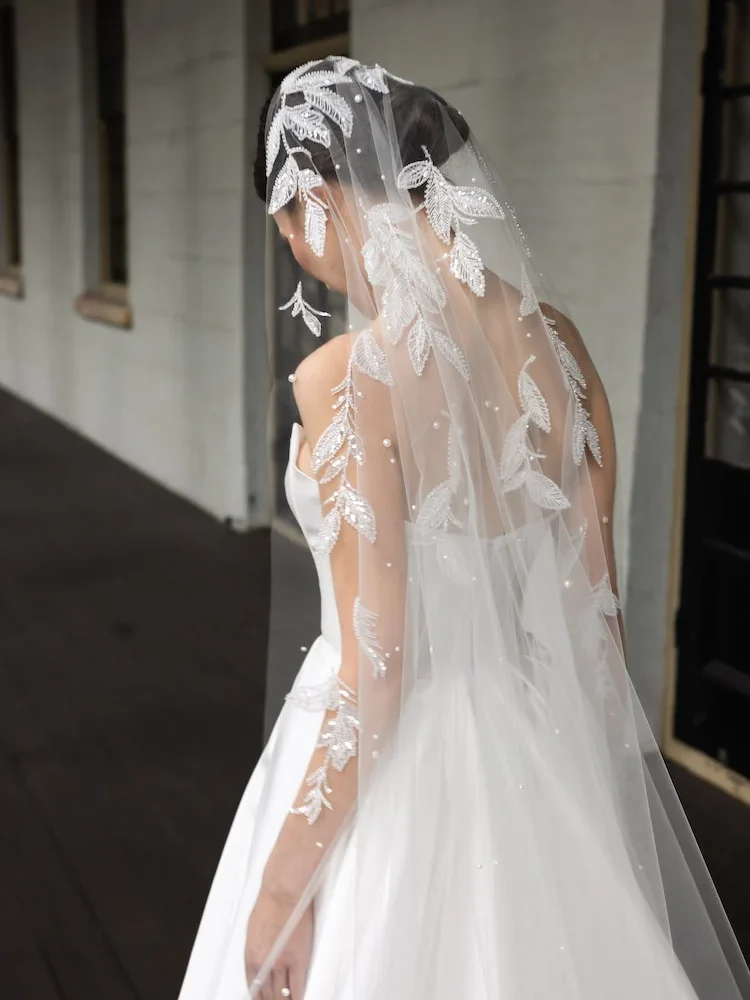 Riversong Beaded Leaf Veil 2