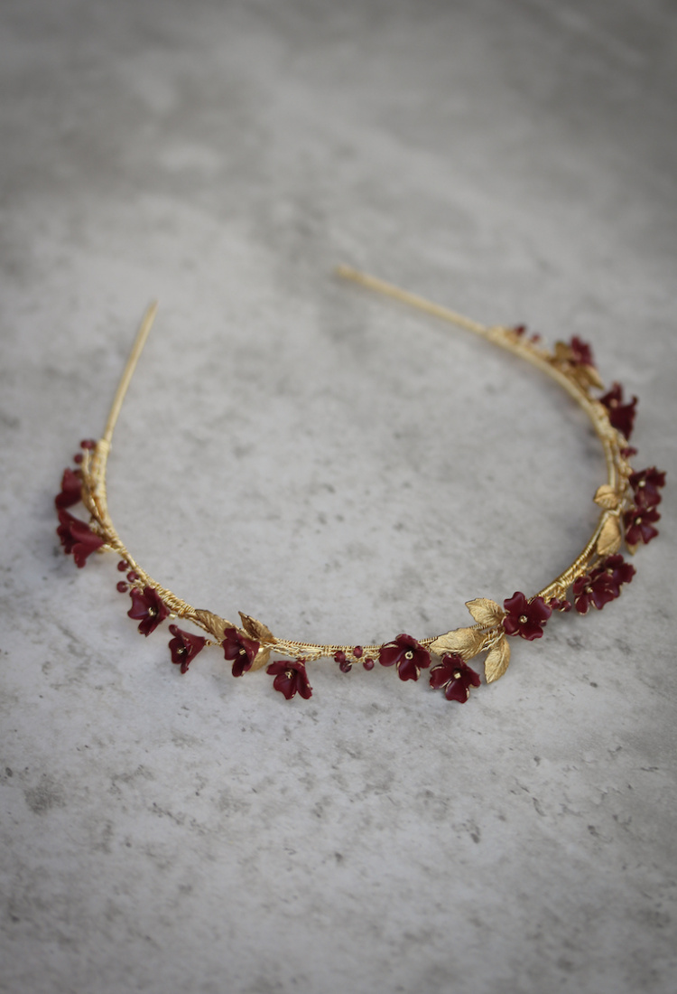 Romeo Maroon Floral Headband 1