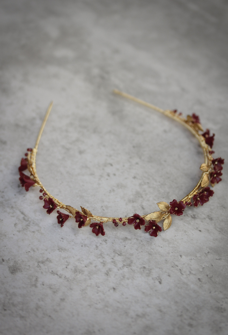Romeo Maroon Floral Headband 1