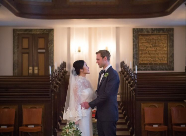Real Bride Lena Wearing Bespoke Everly Headpiece With Rhinestones Copenhagen 5