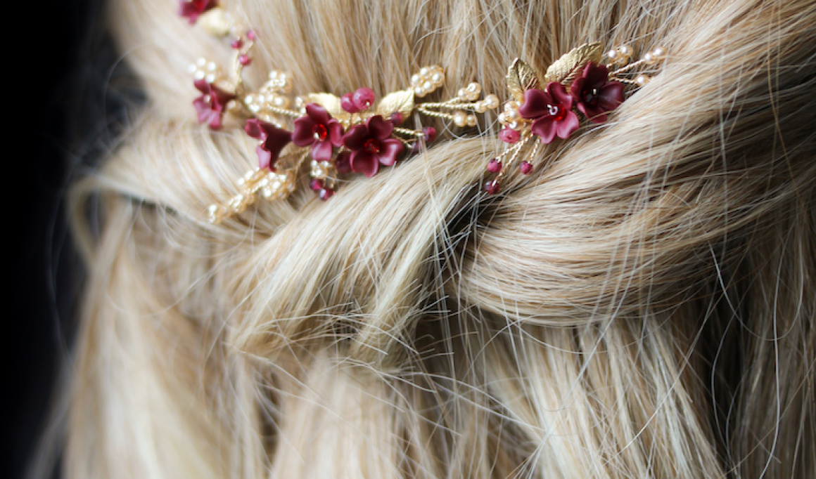 Regal Red And Gold Floral Hair Pins For Ella 2
