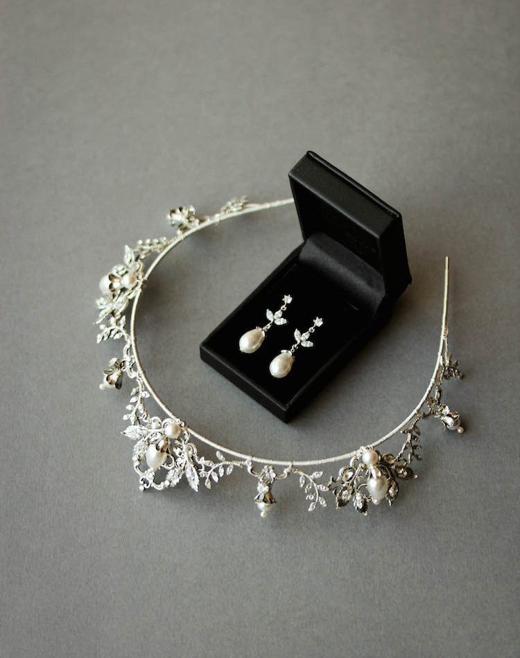 Regal Romance Silver Wedding Tiara With Pearls 1