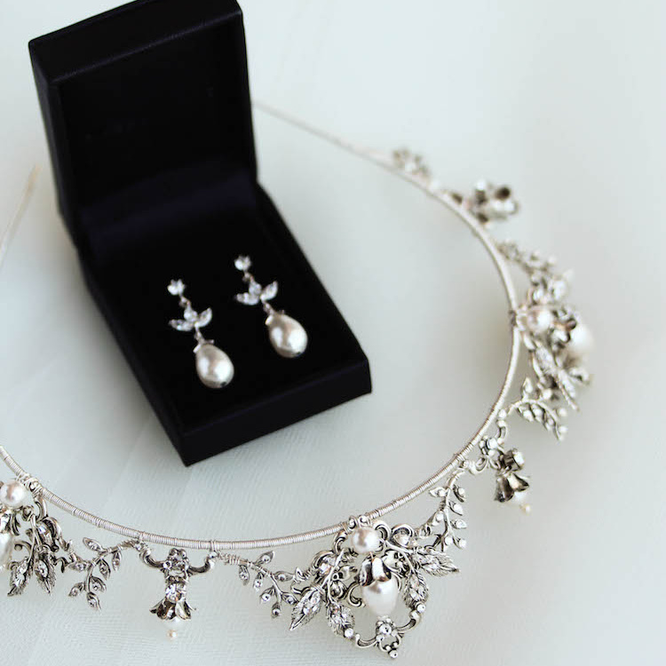 Regal Romance Silver Wedding Tiara With Pearls 11