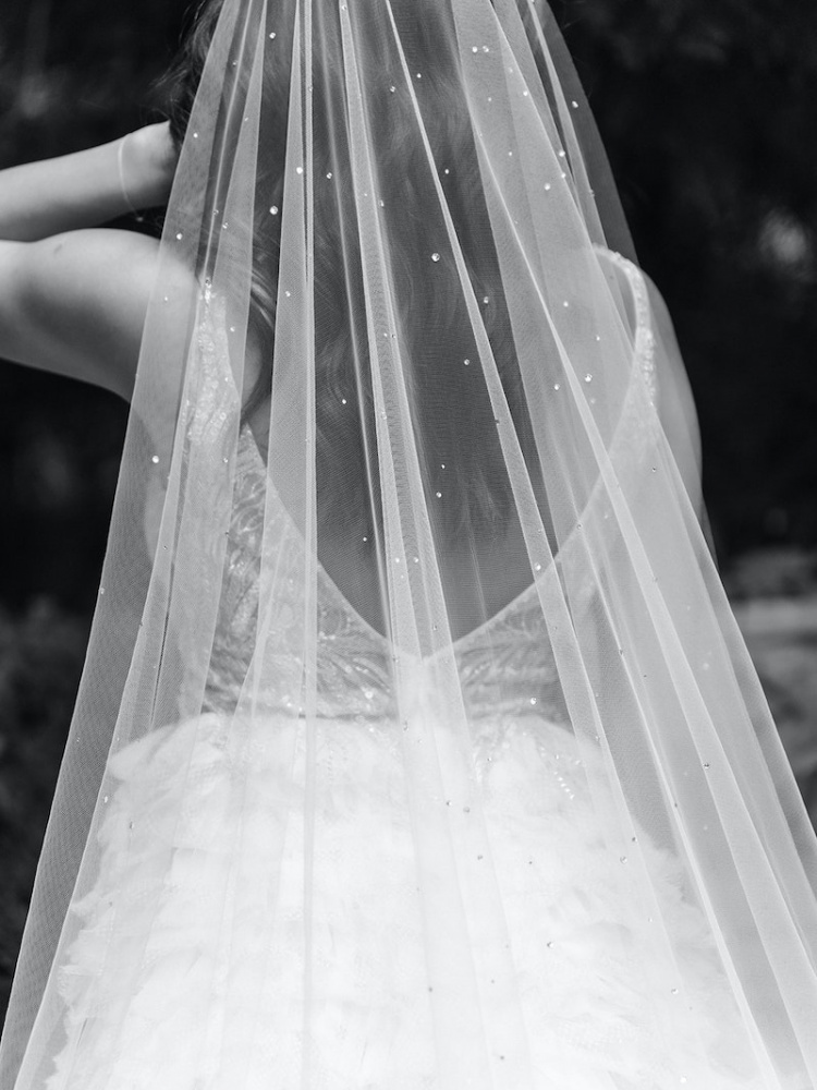 TUSCANY tan crystal wedding veil 2