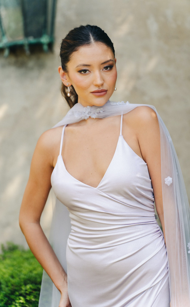 Violetta Lilac Tulle Shawl 9