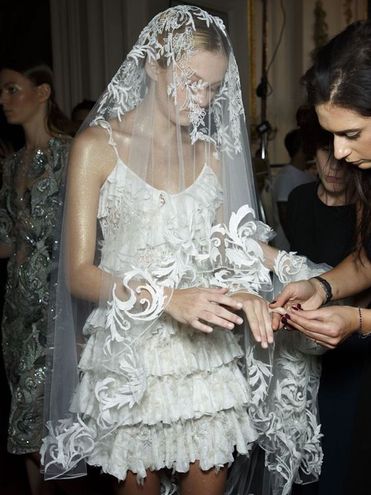 Your Guide To Styling A Short Wedding Dress With A Veil 6